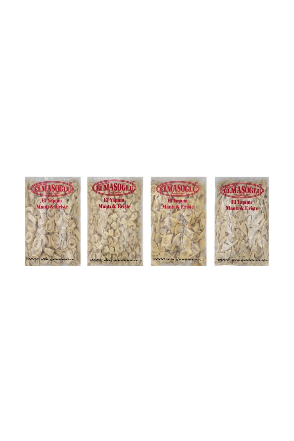 ELMASOĞLU MANTI El Yapımı Pelmeni-sinop-bohça-üçgen Mantı.750 Gr 4 Paket Bir Arada Fırınlanmış Hemen Pişirmeye Hazır