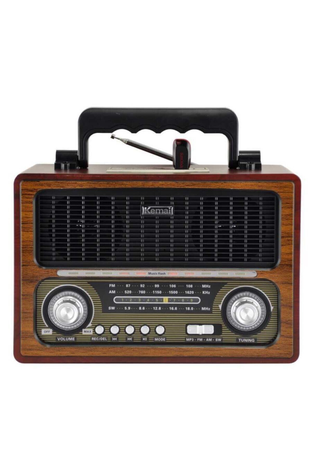 JUNGLEE Nostaljik Fm Radyo Bluetooth Hoparlör Wireless Speaker Mp3 Çalar Md-1800bt Bordo-kahve