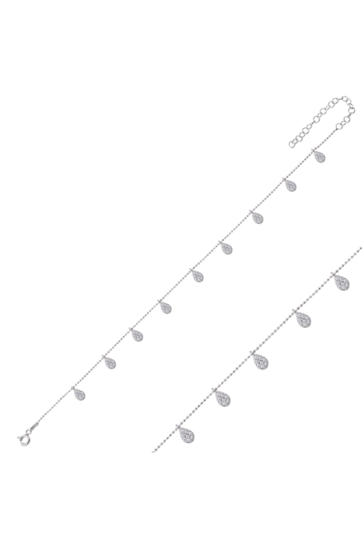 Angemiel Kadın Gümüş Zirkon Taşlı Sallantılı Halhal