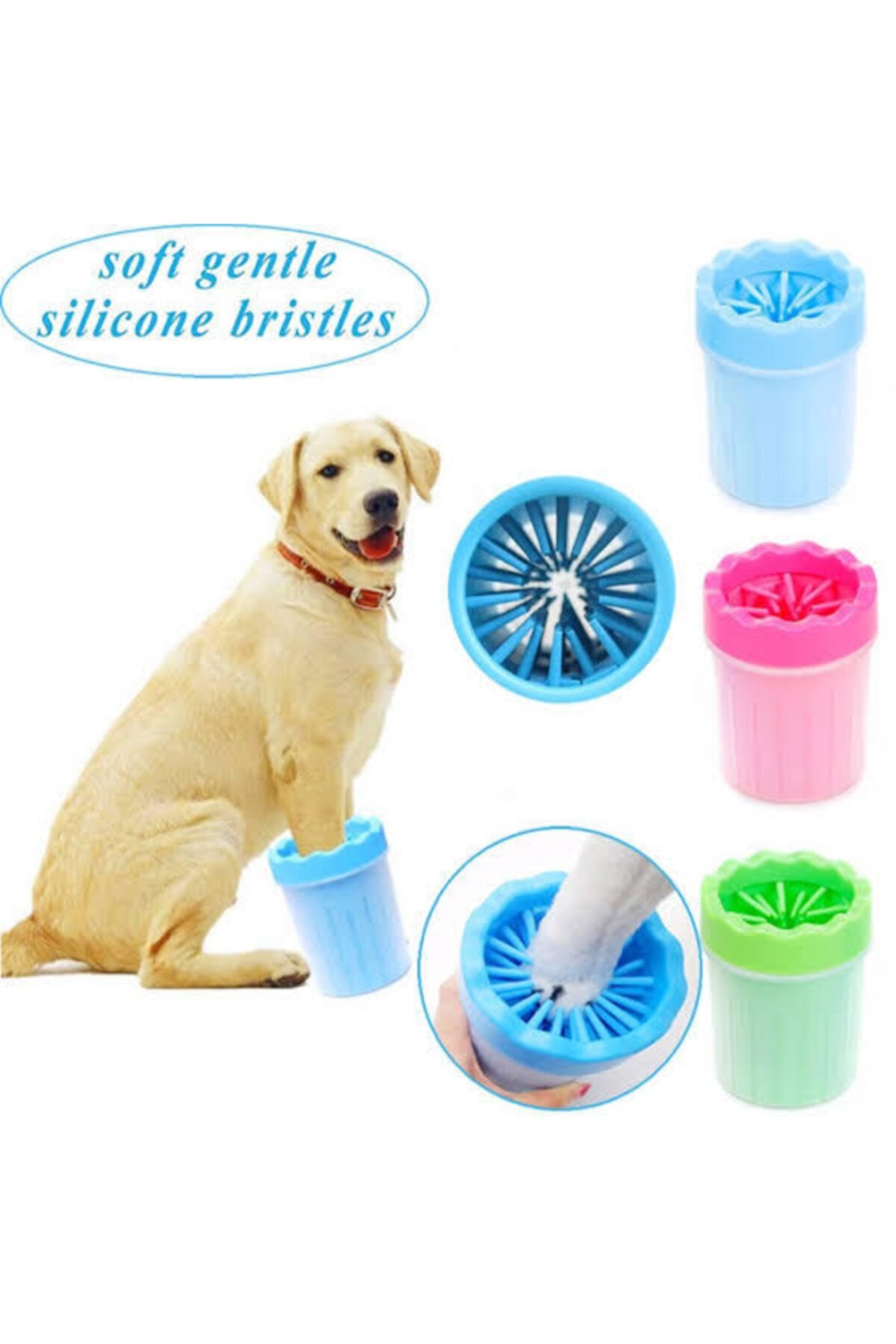 Soft & Gentle Soft Gentle Silikon Jel Fırçalı Köpek Pati Yıkama Aparatı Büyük
