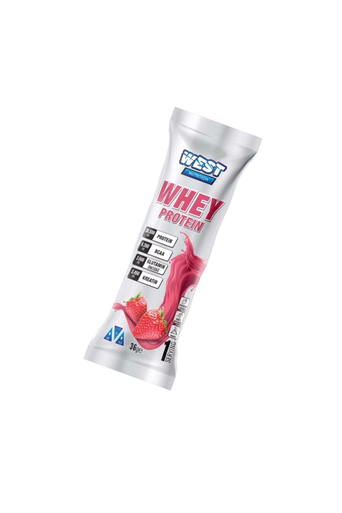 West Nutrition Whey Protein Tozu 36 Gram Tek Saşe Çilek Aromalı