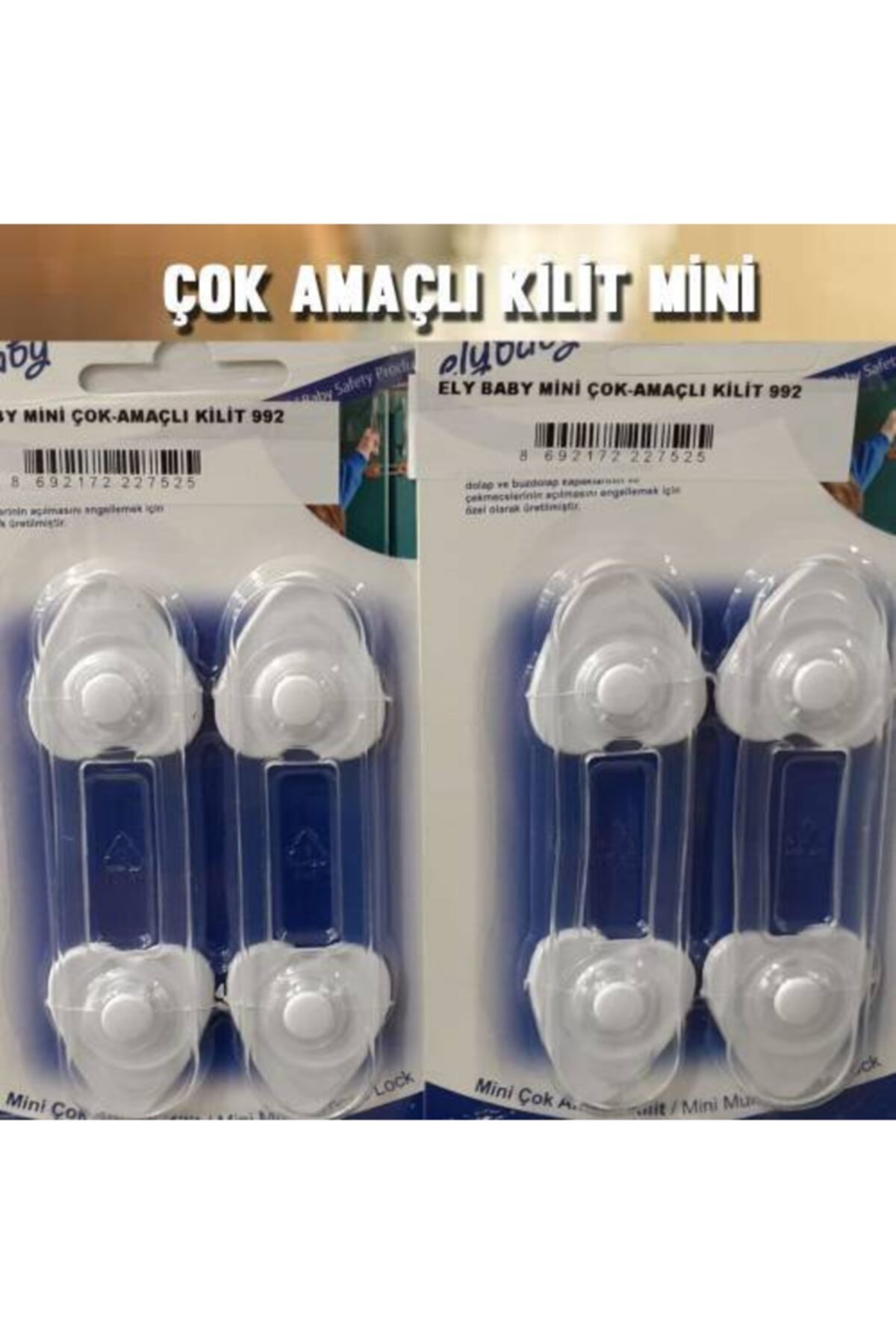 Asfaravm Elybaby Çocuk Mini Çok Amaçlı Kilit 8`li / Beyaz