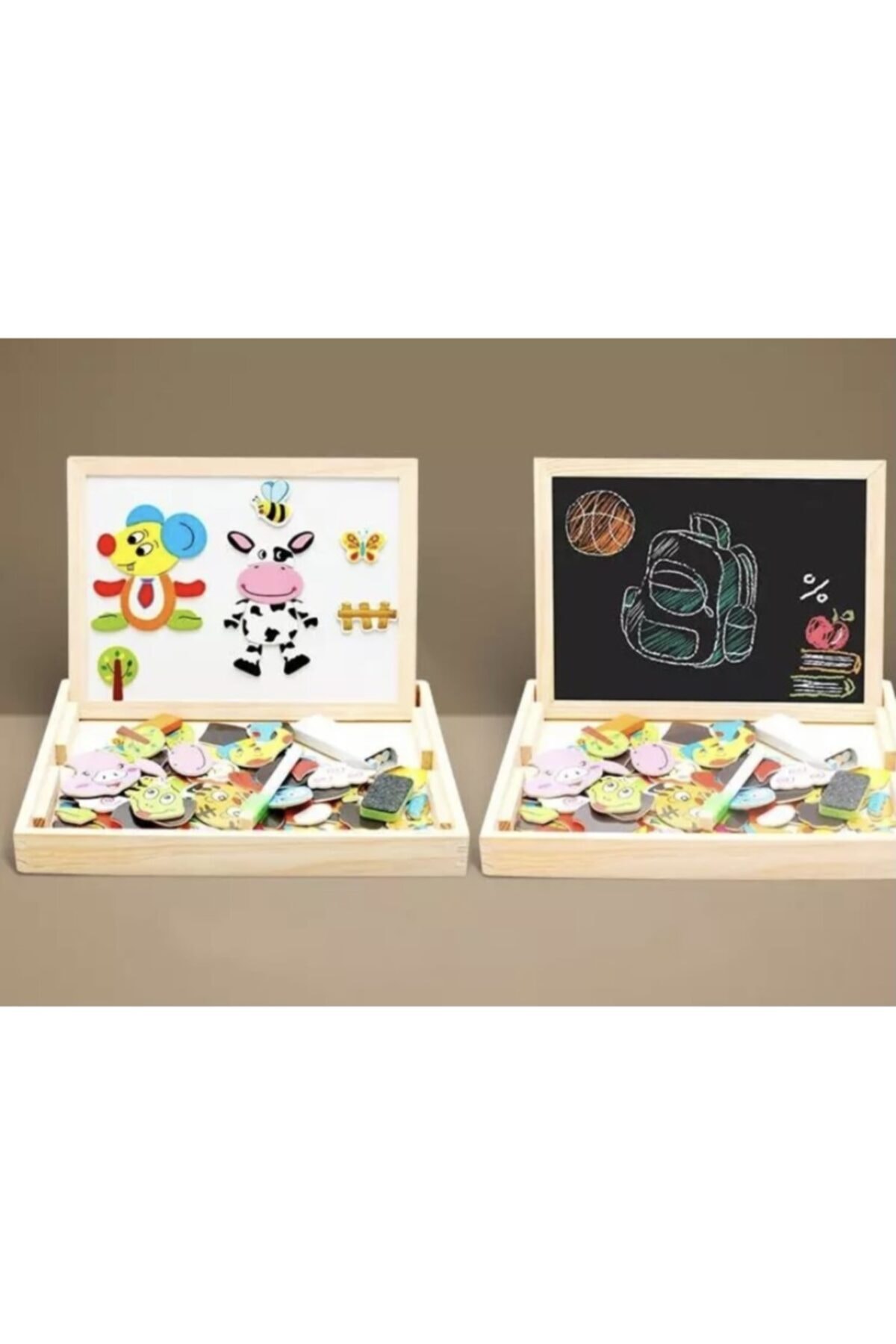 SAMTOYS Ahşap Eğitici Çift Taraflı Ve Mıknatıslı Eğitici Tahta Set