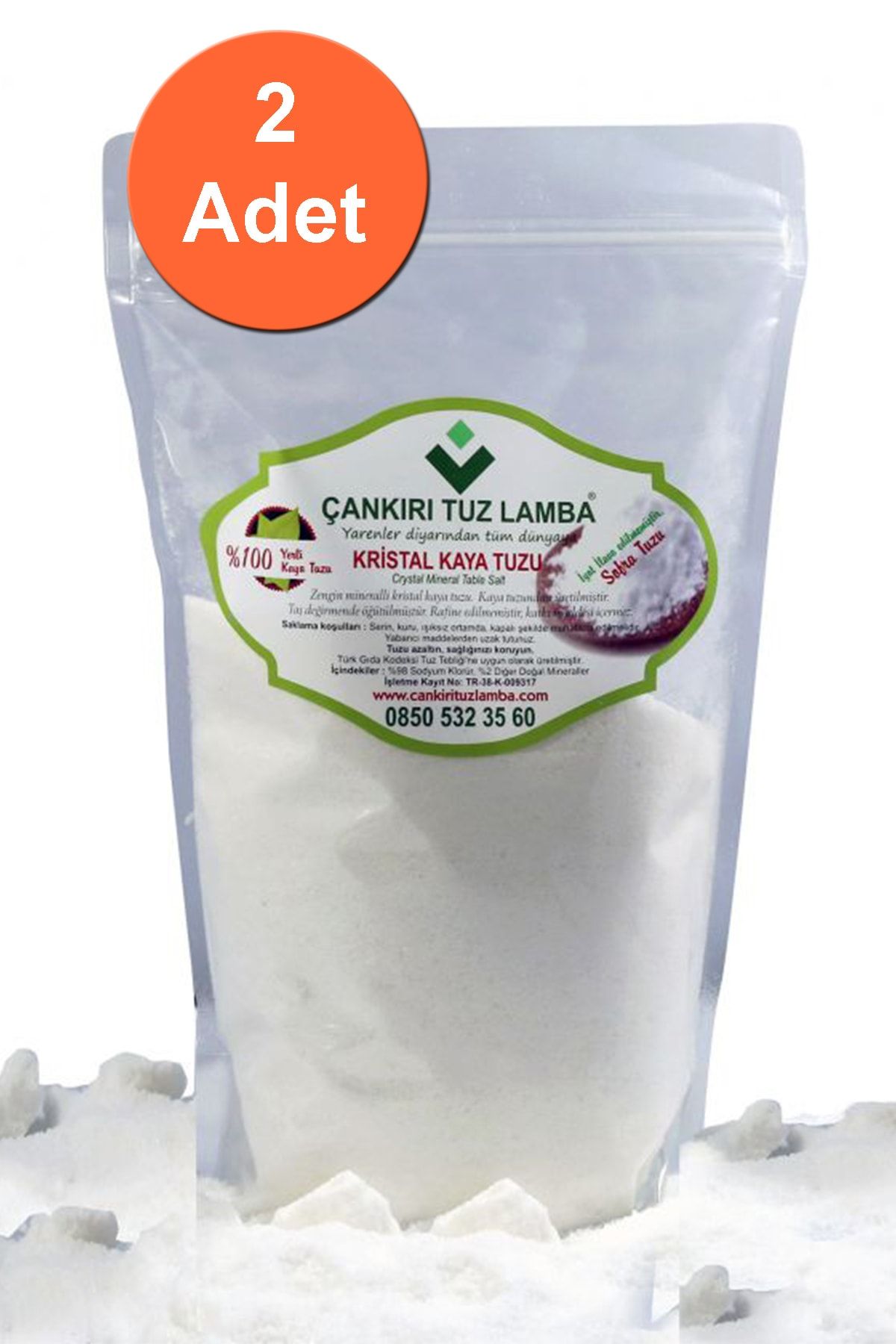 ÇANKIRI KAYA TUZU Mineralli Kristal Doğal Sofra Tuzu 1 Kg X 2 Adet