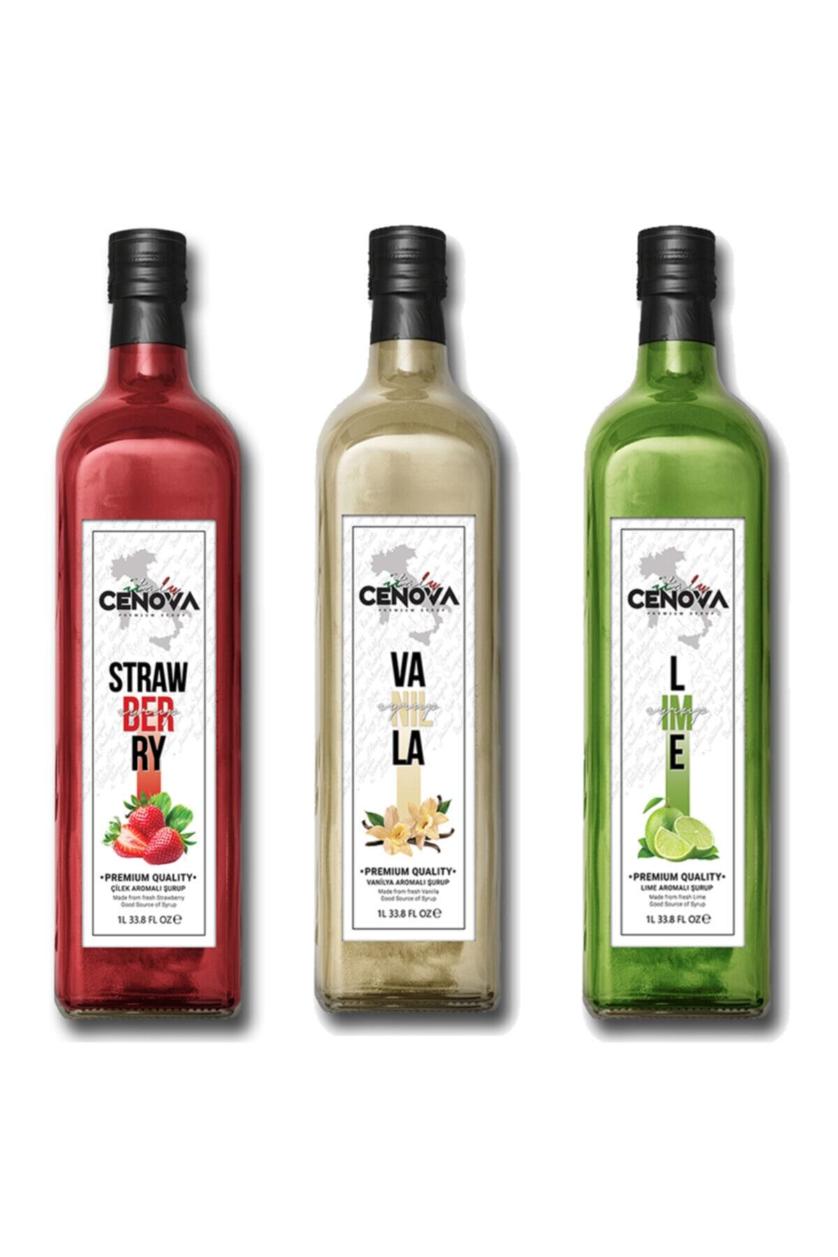 Cenova Çilek Vanilya Lime Kokteyl Şurubu 1000 ml 3 Adet