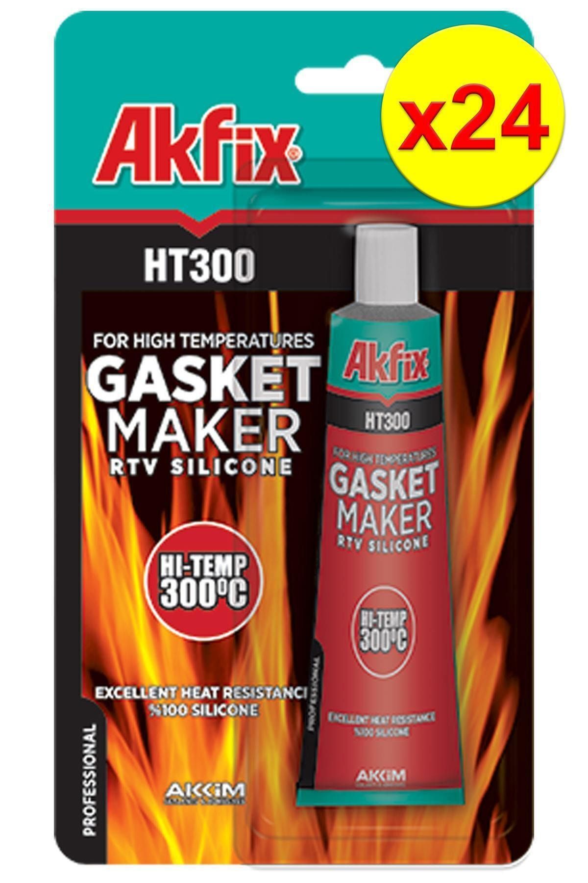 Akfix Ht300 Yüksek Isı Silikonu Sıvı Conta 50ml Tüp Kırmızı 24 Adet