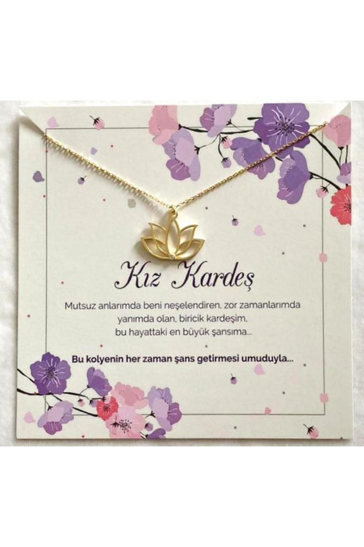 BİNOTBİKOLYE Kadın Kız Kardeş Kartı 925 Ayar Lotus Çiçeği Kolye