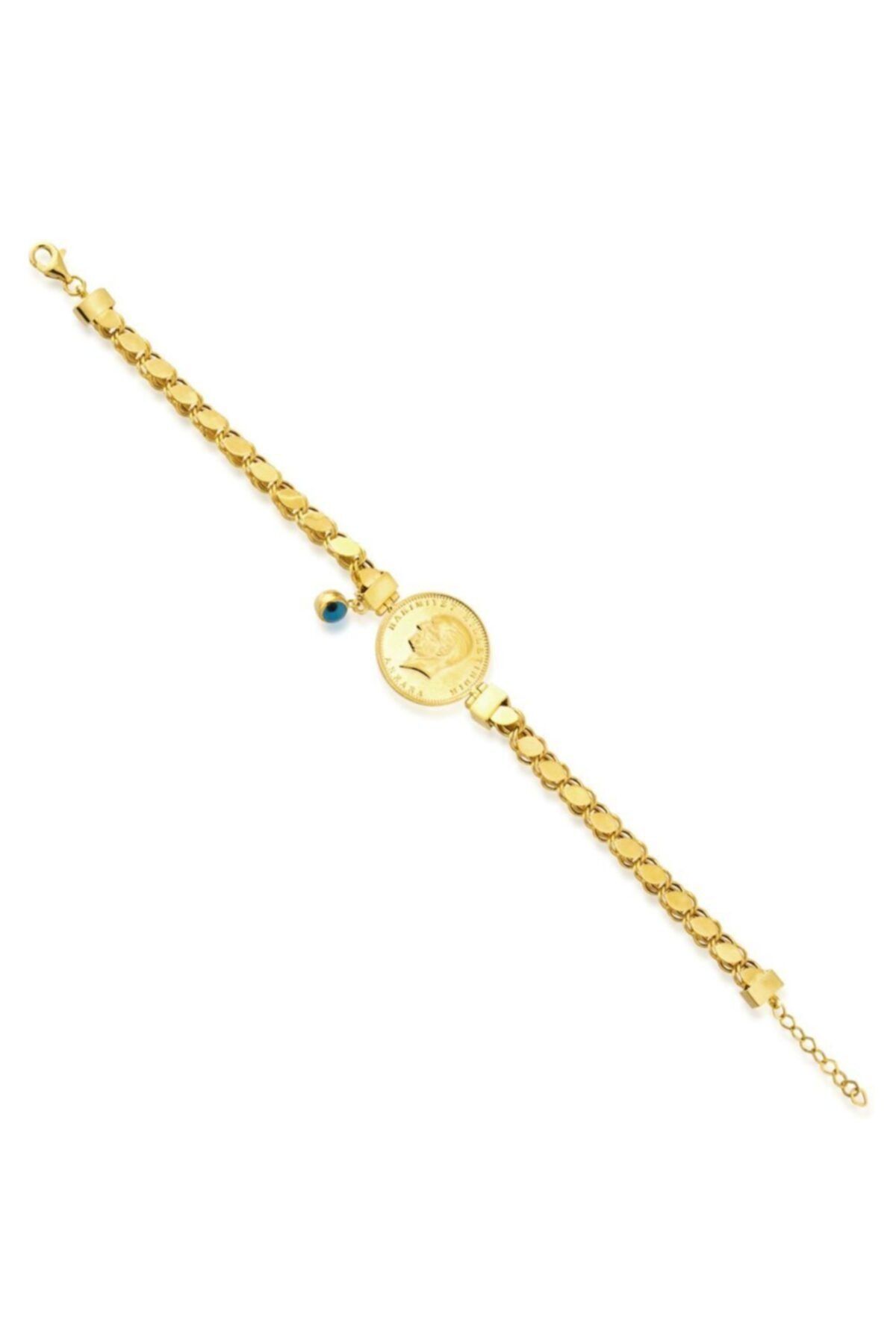 Sembol Gold Ata Yarımlı Gözlü Altın Bileklik Pullu Zincir