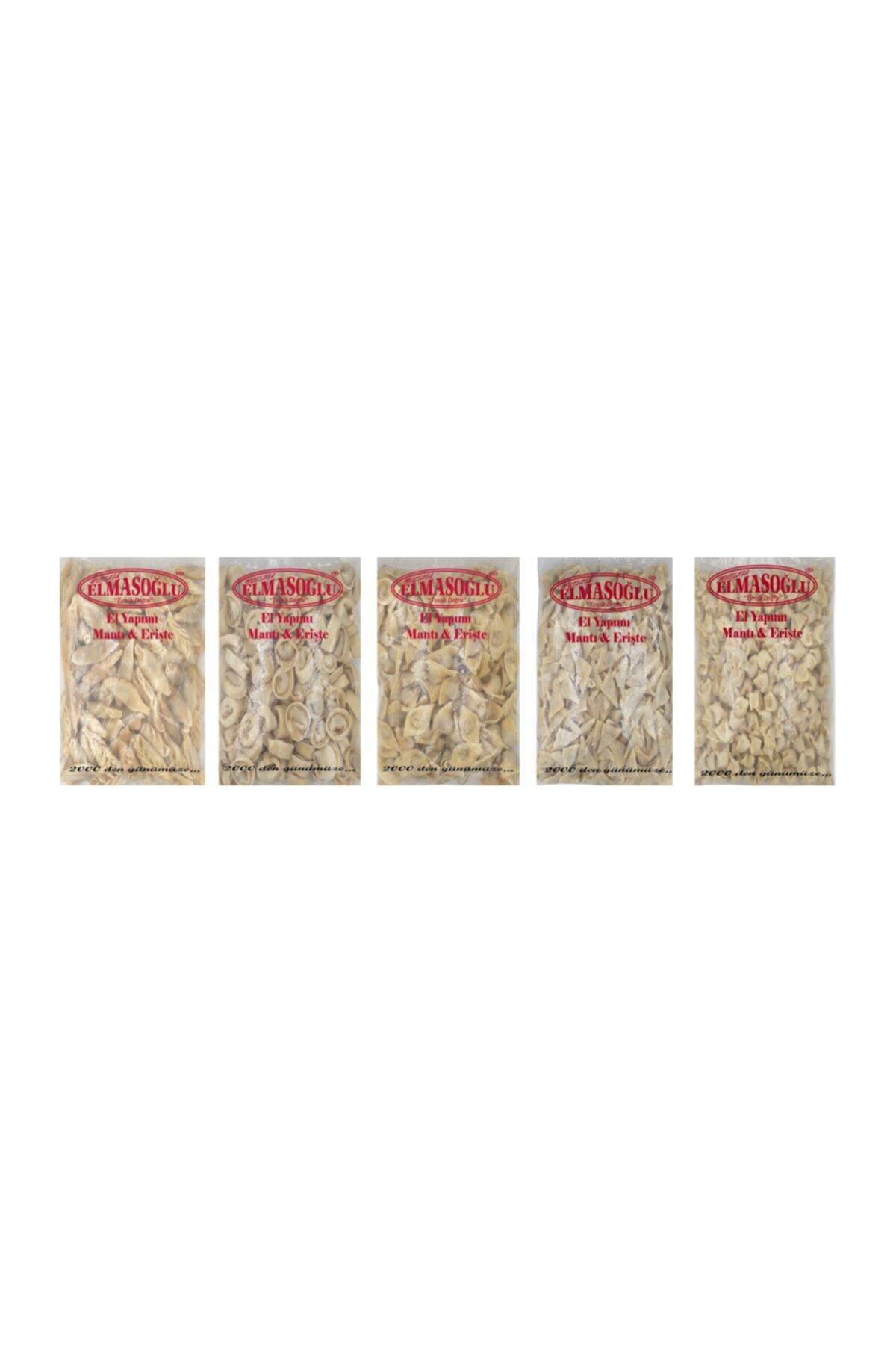 ELMASOĞLU MANTI El Yapımı Pelmeni Çerkez-Sinop-Bohça-Üçgen Mantı 375 gr X 5 Paket