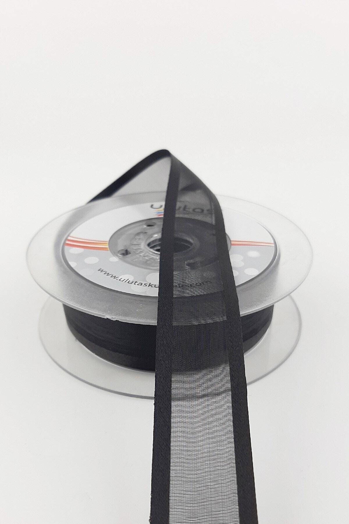 Hayalperest boncuk Siyah Geniş Organzeli Saten Kurdele 20 mt