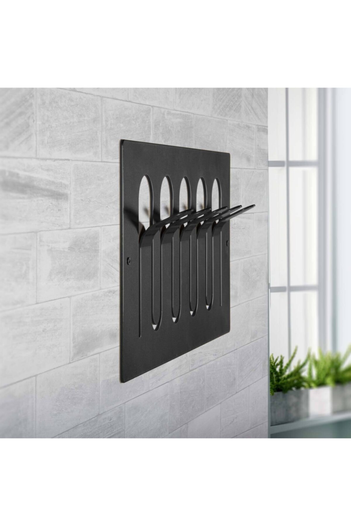 tino furniture Siyah Metal Duvar Mutfak Banyo Havlu Askısı 40x20 Cm