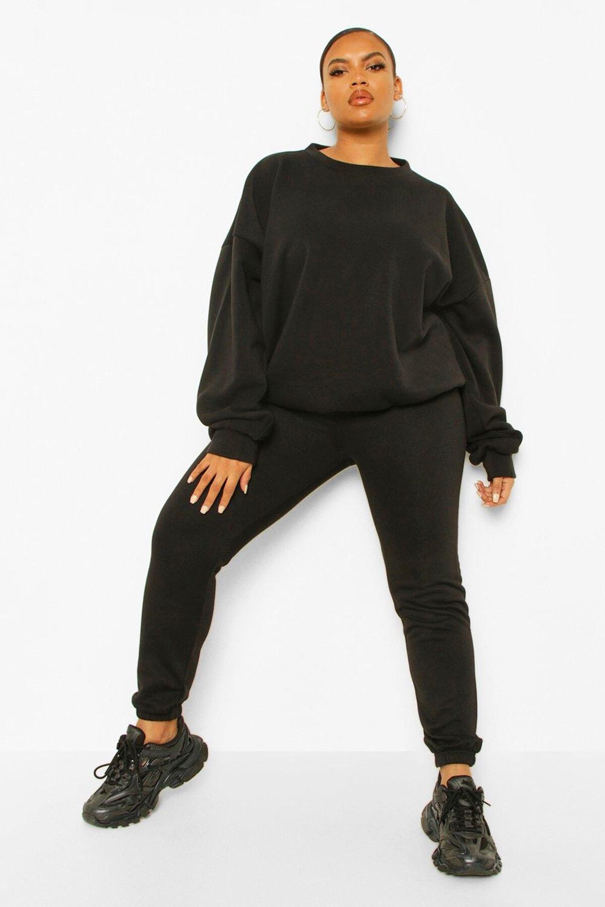 Soufeel Kadın BasicSiyah Swatshirt Ve Jogger Eşofman Alt Üst Takım