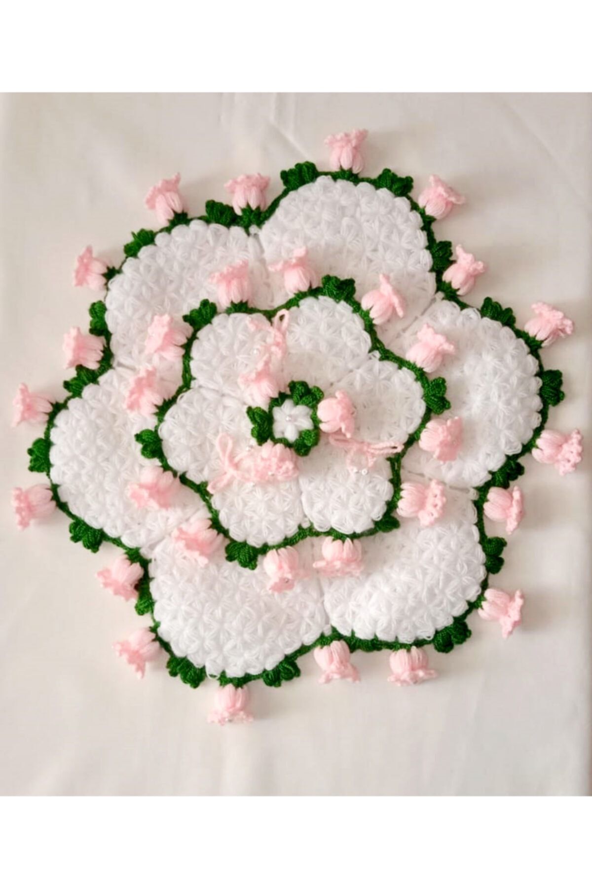 TülaysHandCraft El Örgüsü Incili Lalezar Açık Pembe Banyo Lifi