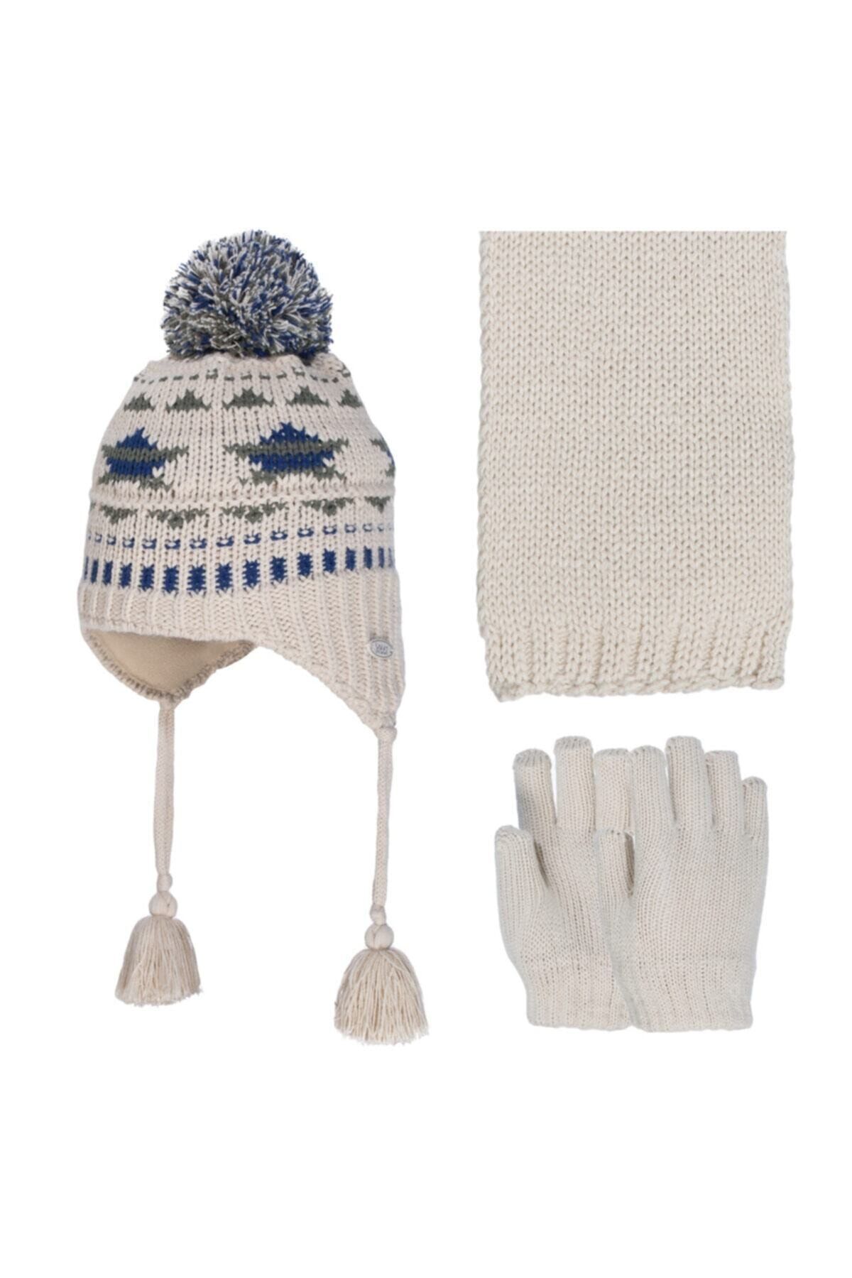 Kitti Erkek Bebek Üçlü Atkı Ve Bere Ve Eldiven Set(k2920-08)