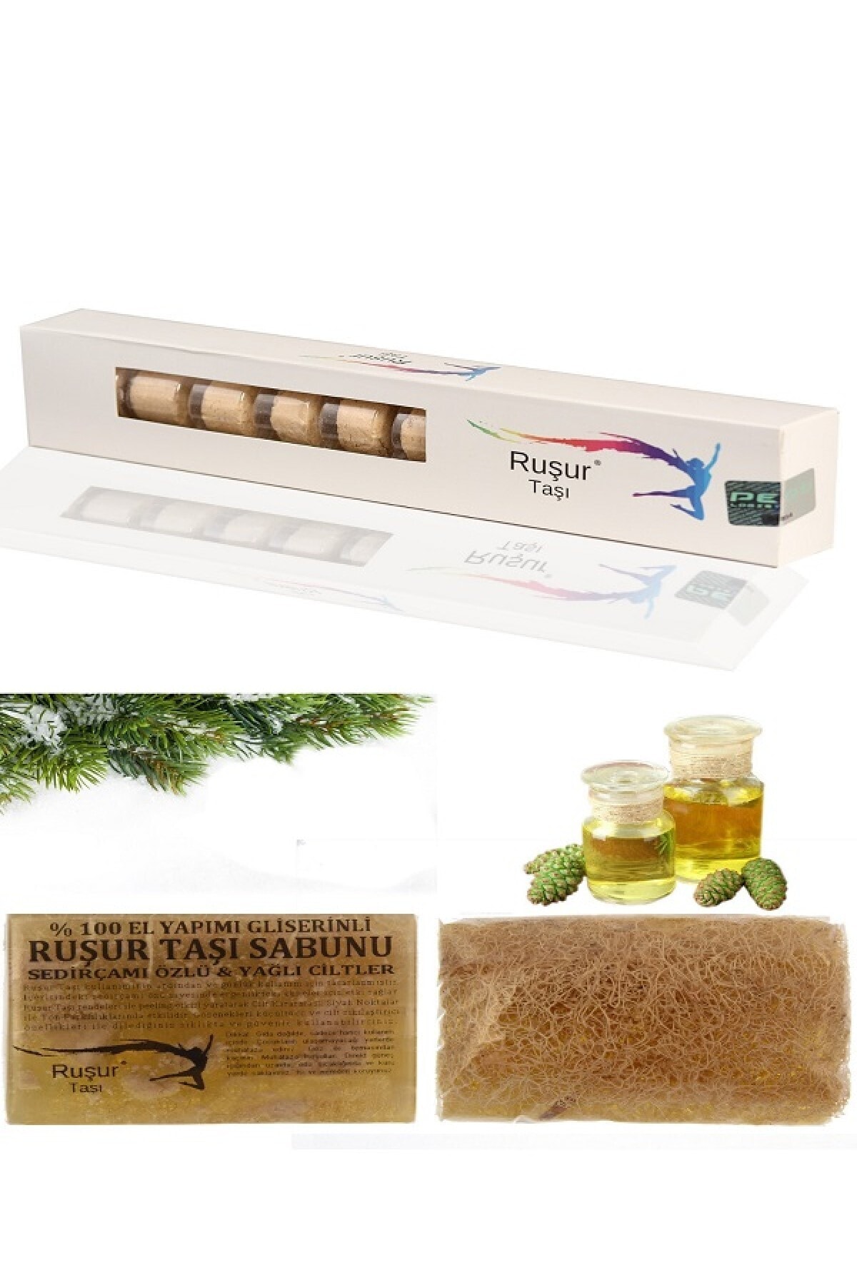 Ruşur Sefidab 1 Kutu Ruşur Taşı Ve Sedirçamlı Lifli Ruşur Taşı Sabunu