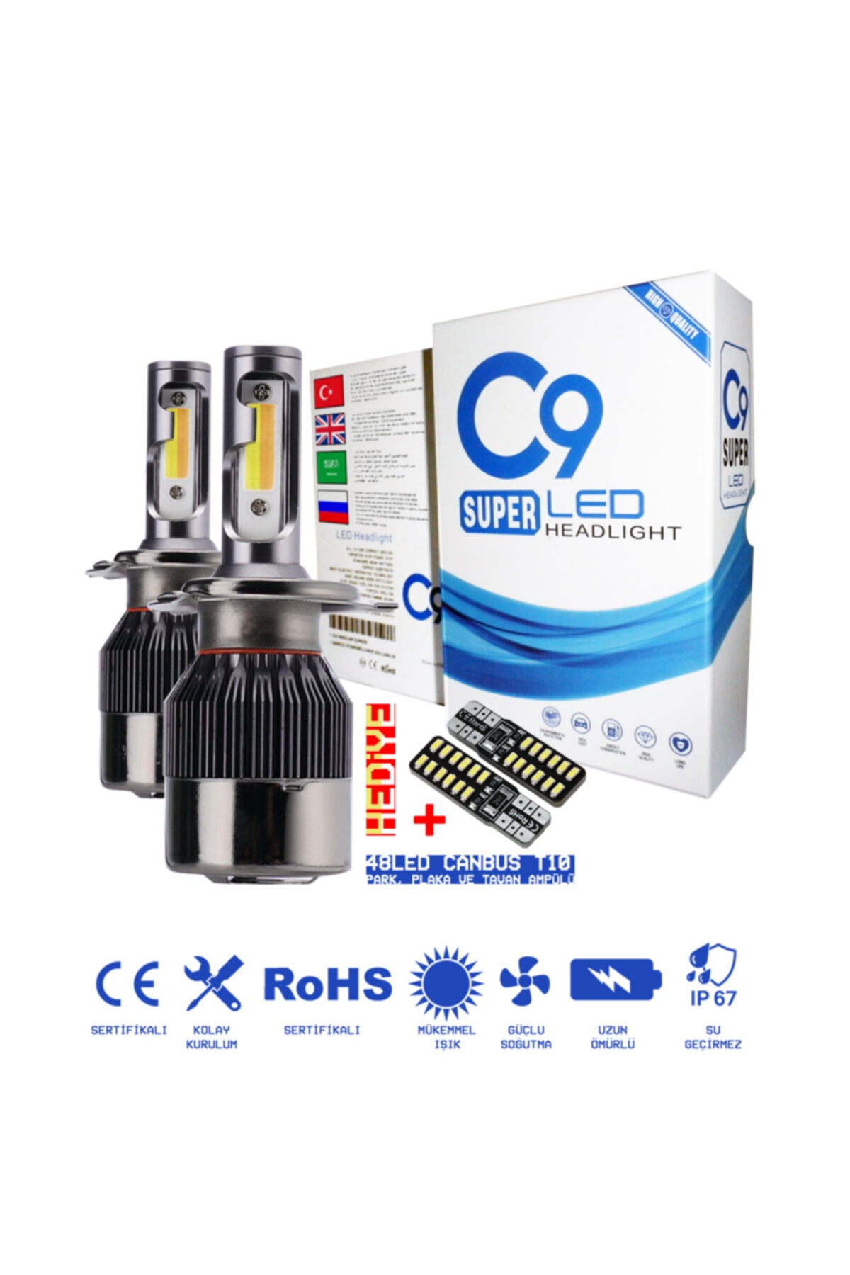 C9 H27 Trio Led Xenon Far Led Zenon Ampulü Sarı Beyaz Gün Işığı Yeni Nesil Şimşek Etkili