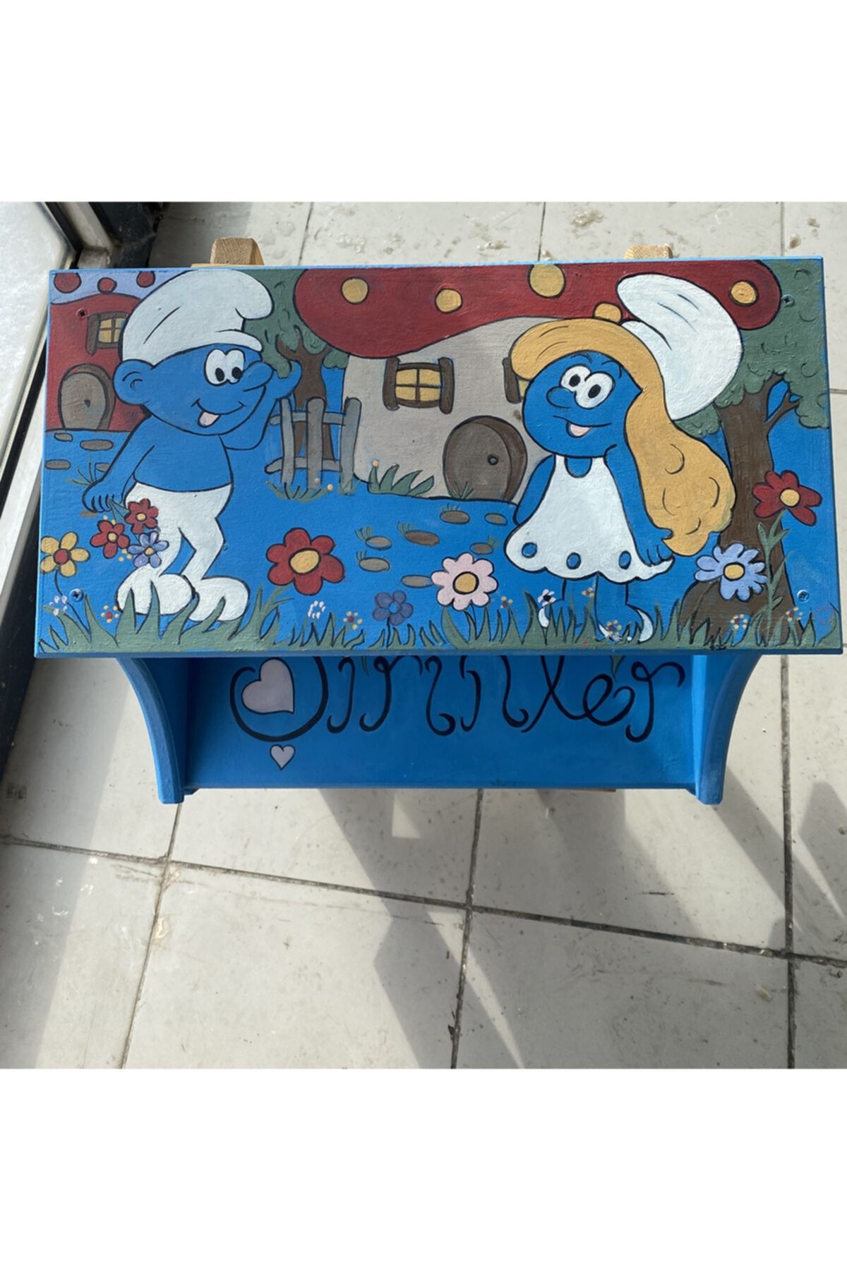 EskiYeniArt Çocuklar Için Şirinler Karekterli Basamak