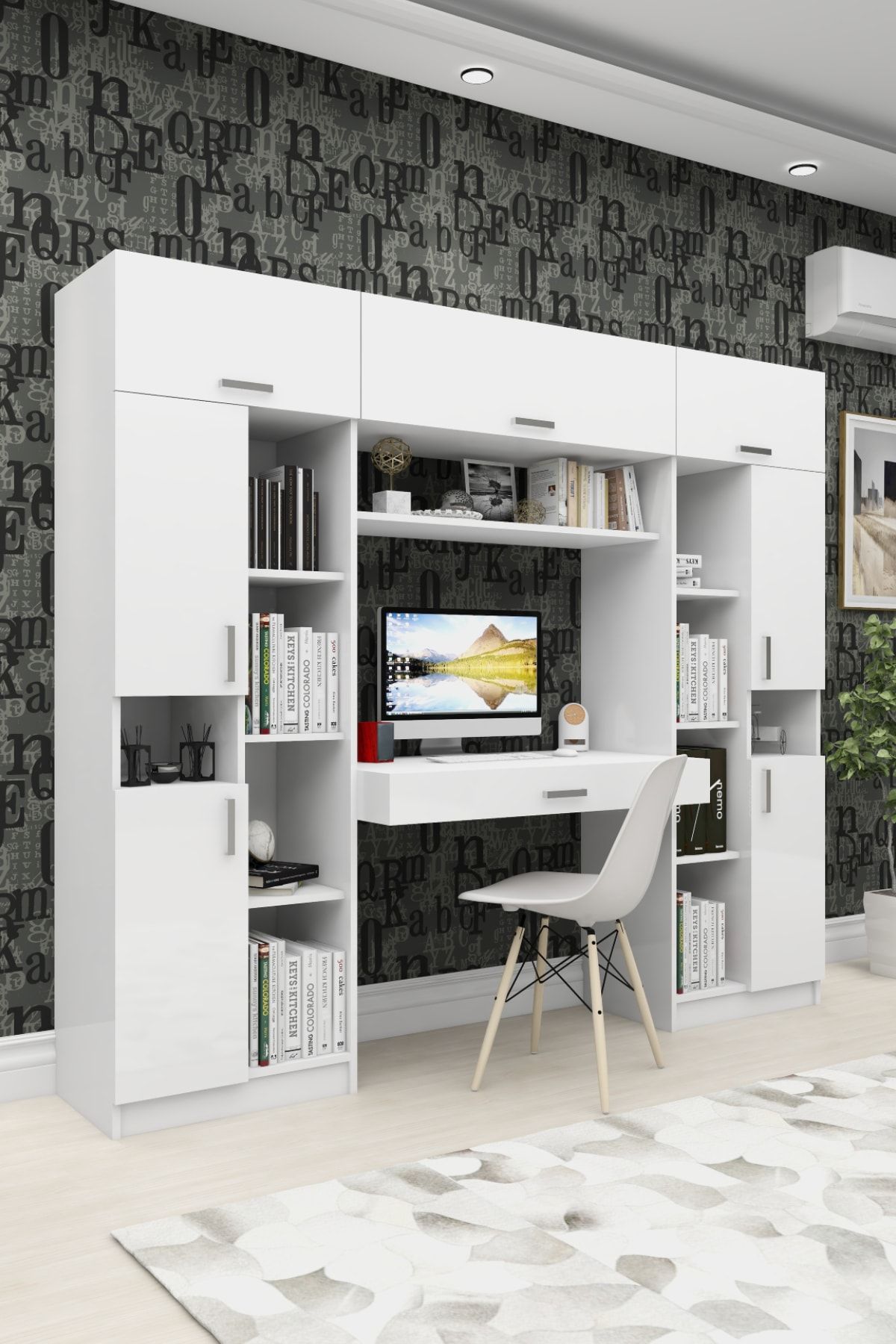 rosette livana ev ofis ders calisma masali beyaz kitaplik dolap fiyati yorumlari trendyol