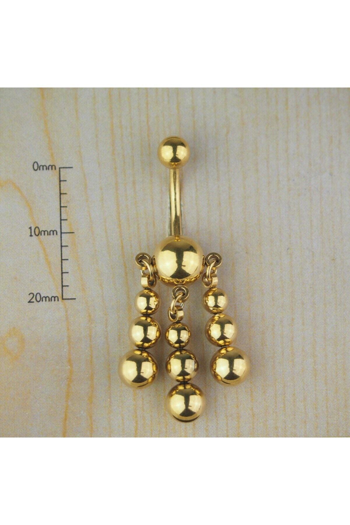 Abuksubukşeyler Cerrahi Çelik Sarkaç Göbek Piercing 10 Mm Gold