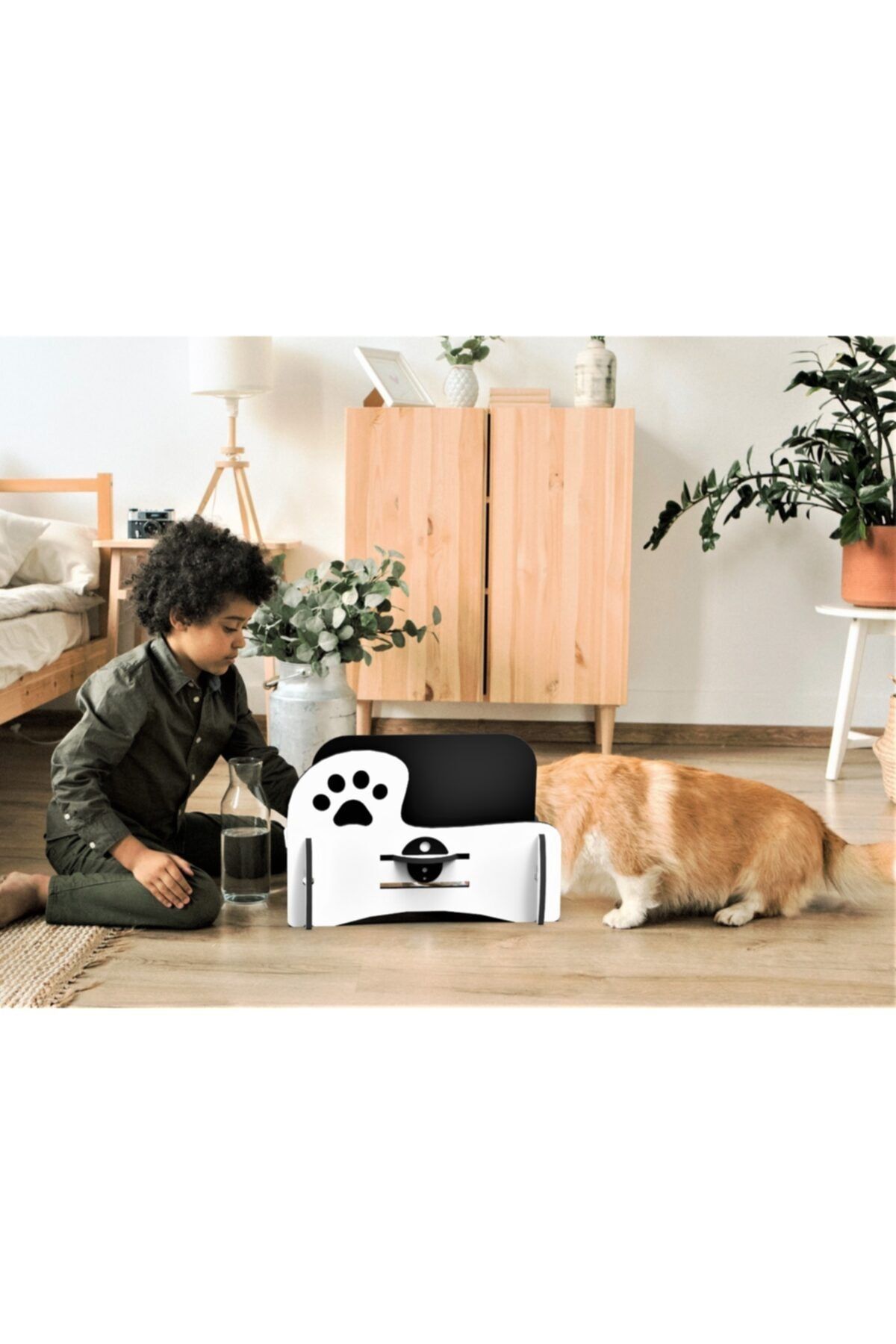 WoodACT Cibum Çelik Kaseli Ahşap Ikili Kedi Mama Ve Su Kabı