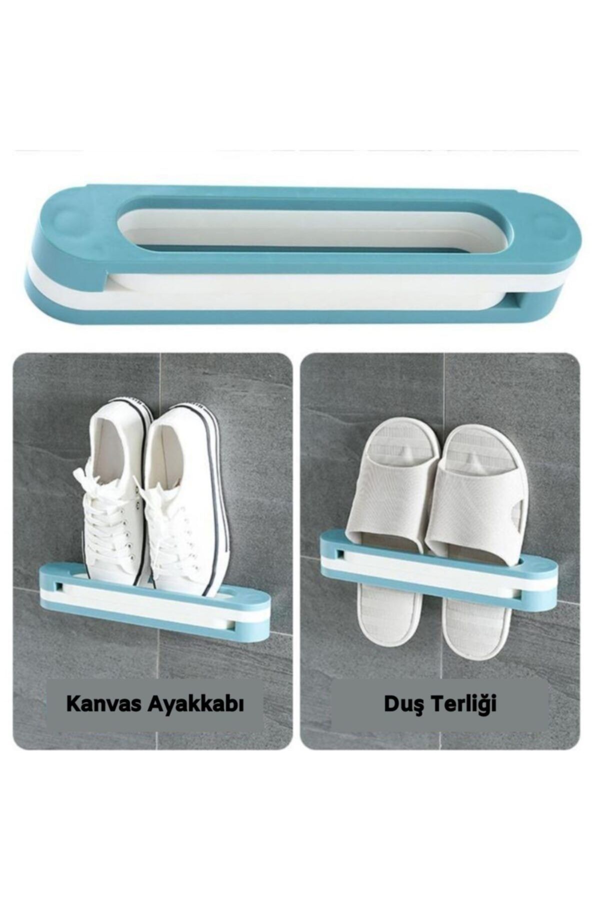 Modacımgür Plastik Banyo Terlik Ve Havlu Tutucu Portatif Pratik Kapı Arkası Duvara Yapıştırmalı Ayakkabı Rafı