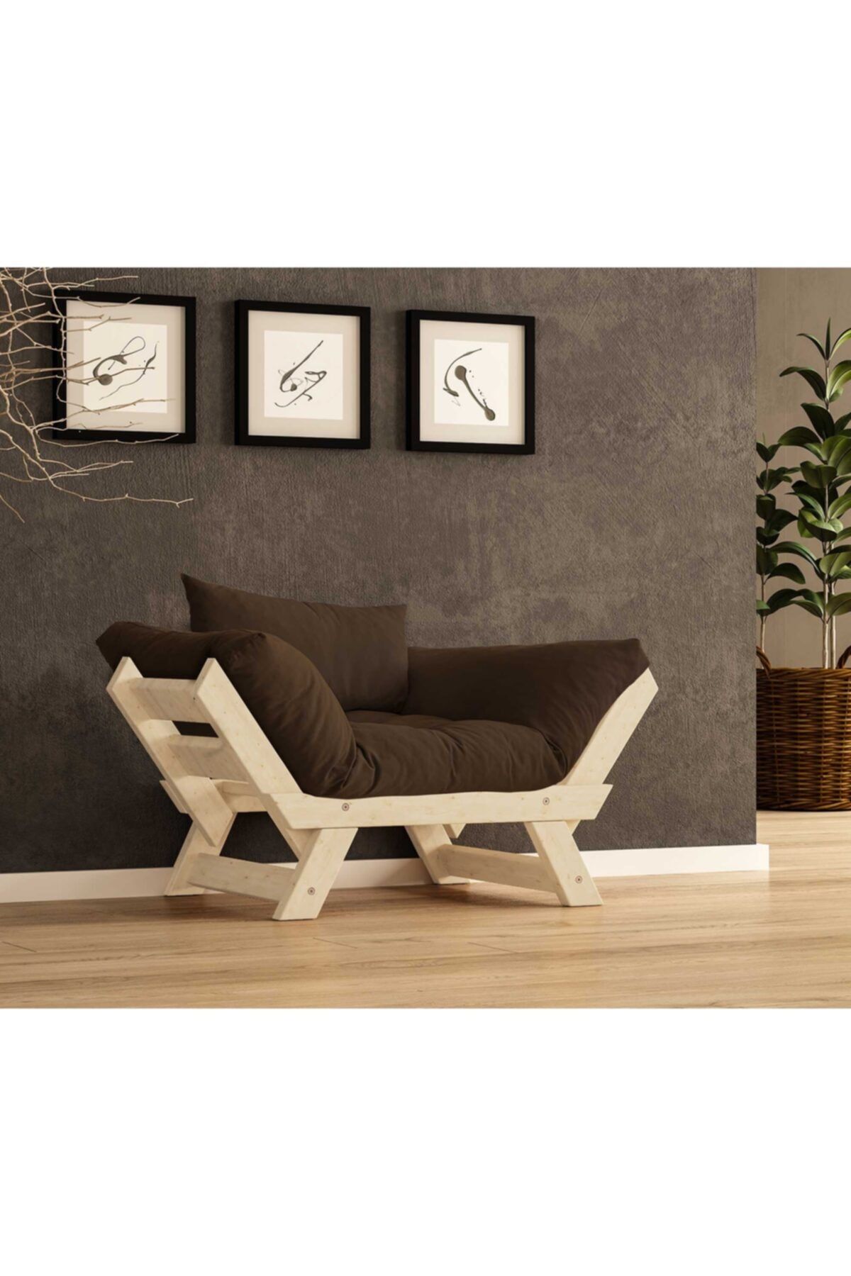 Woodesk Adalar Masif Natural-kahve Renk Berjer