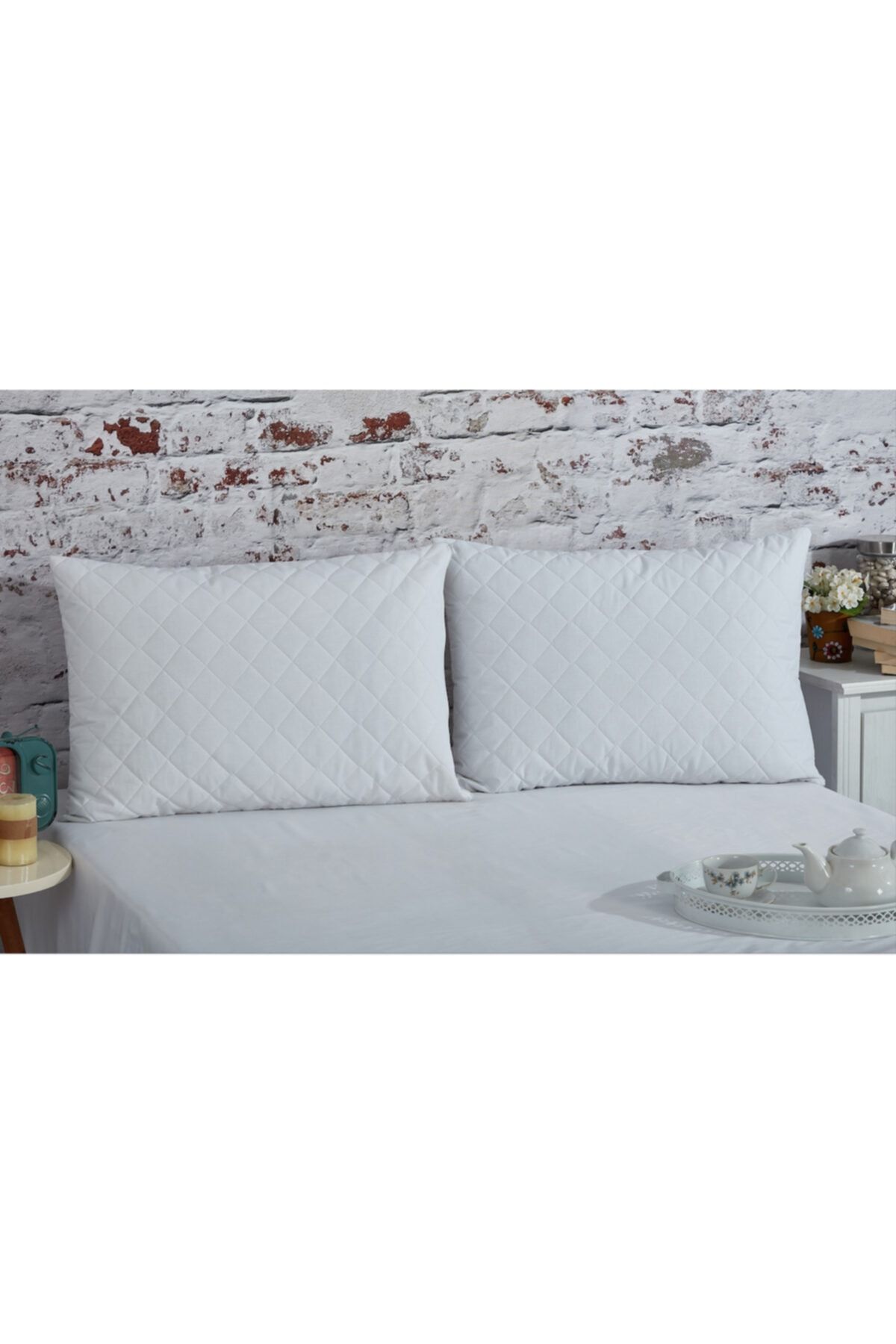 Komfort Home Kapitoneli Pamuklu Yastık Koruyucu 50x70 Cm (2 Adet)