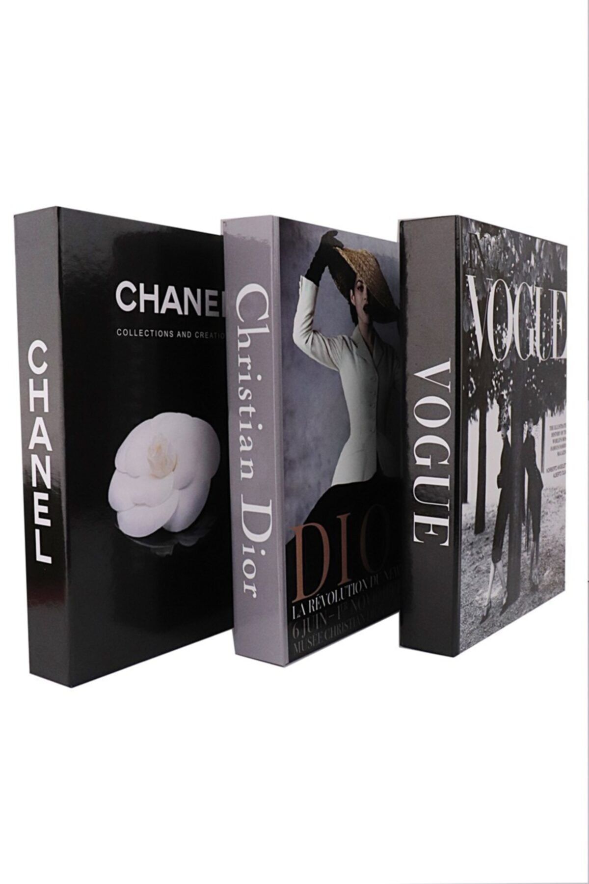 notiyatro Vogue Dior Chanel Dekoratif 3'lü Kitap Kutusu Set