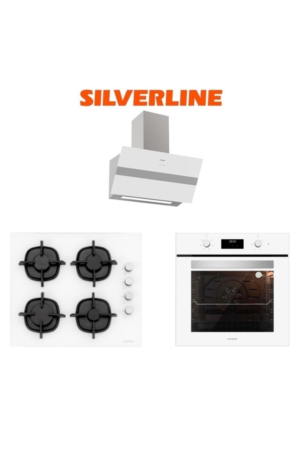 Silverline Beyaz Cam Ankastre Set (3472 Bold 60+CS5343W01+BO6502W02)