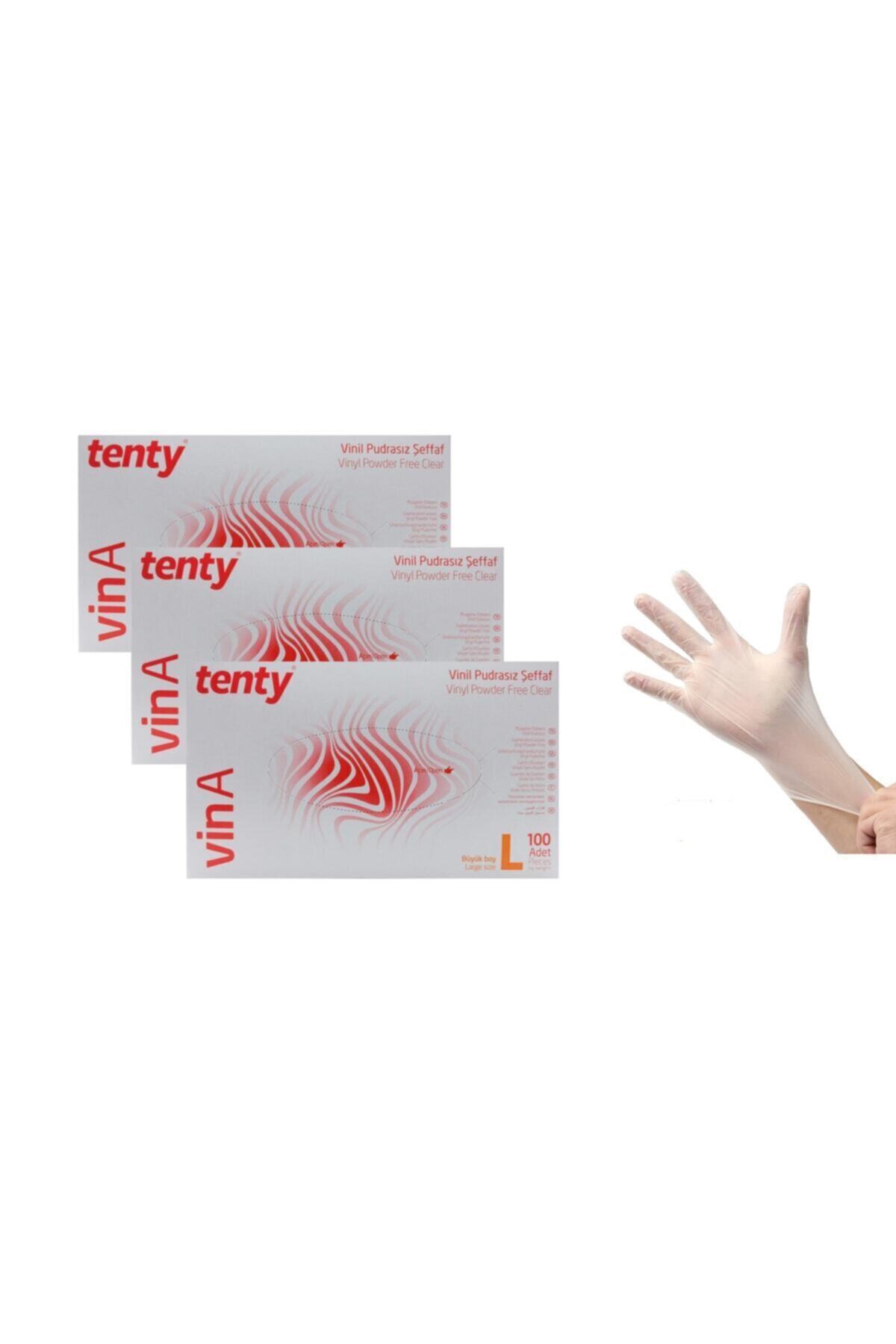 Tenty Pudrasız Vinil Eldiven 3lü Set (large) ( 3 X 100 Adet )