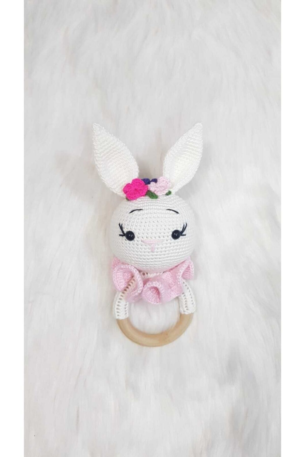 ON MARİFET Amigurumi Organik Örgü Oyuncak Tavşan Çıngırak