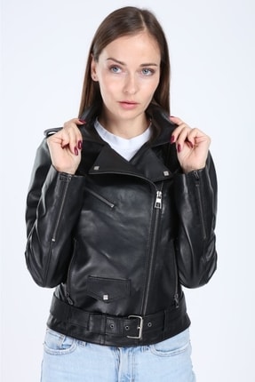 Fast Model Siyah Hakiki Deri Ceket Image 3