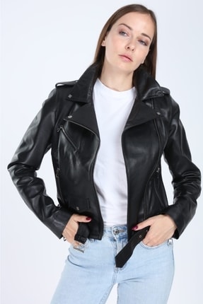 Fast Model Siyah Hakiki Deri Ceket Image 4