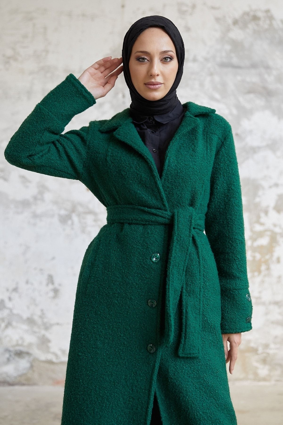 Green cashmere coat sale