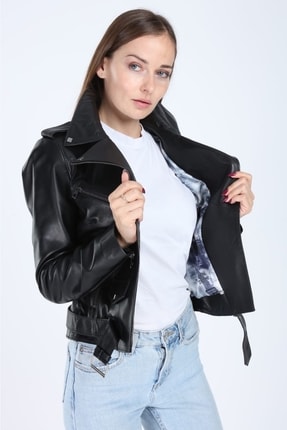 Fast Model Siyah Hakiki Deri Ceket Image 1