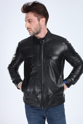Erkek Siyah   Elegance Model Hakiki Deri Ceket Image 0