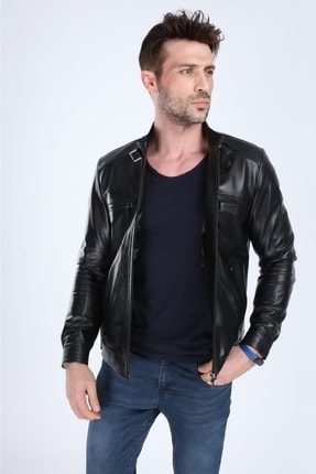 Erkek Siyah   Elegance Model Hakiki Deri Ceket Image 5