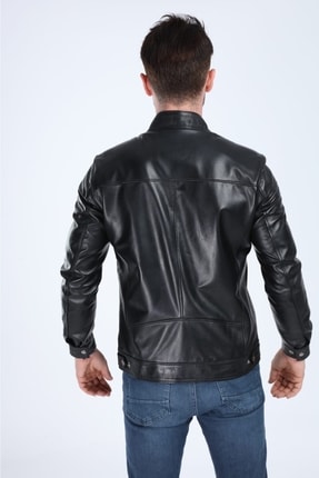 Erkek Siyah   Elegance Model Hakiki Deri Ceket Image 6