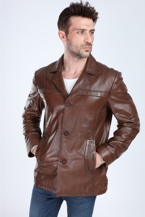Cambly Model Kahve Erkekspor Deri Mont Image 1
