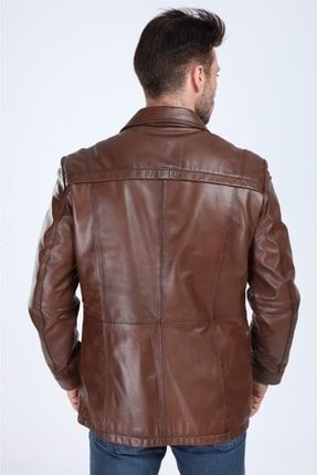 Cambly Model Kahve Erkekspor Deri Mont Image 4