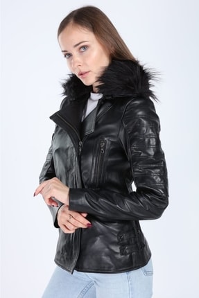 Kadın Siyah Hakiki Ceket Image 1