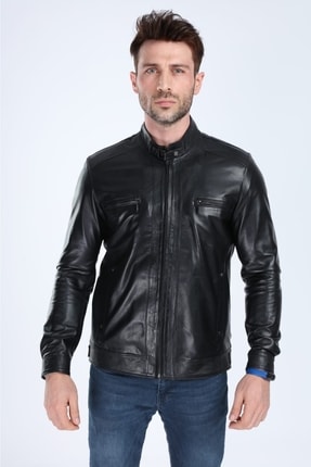 Erkek Siyah   Elegance Model Hakiki Deri Ceket Image 1