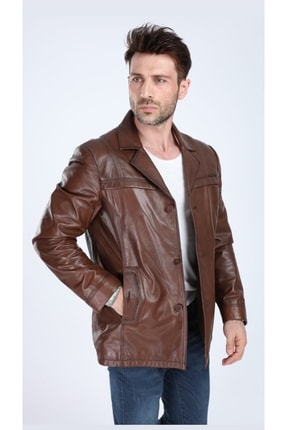 Cambly Model Kahve Erkekspor Deri Mont Image 2