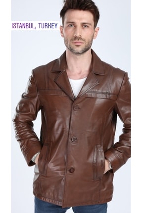 Cambly Model Kahve Erkekspor Deri Mont Image 3