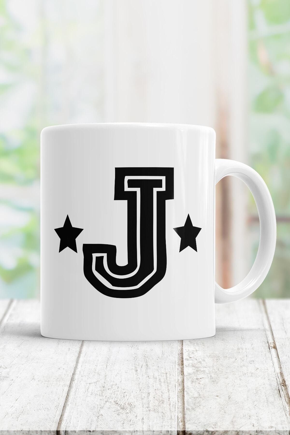 Öz Kupa White Letter J Printed Porcelain Motto Cup - Trendyol