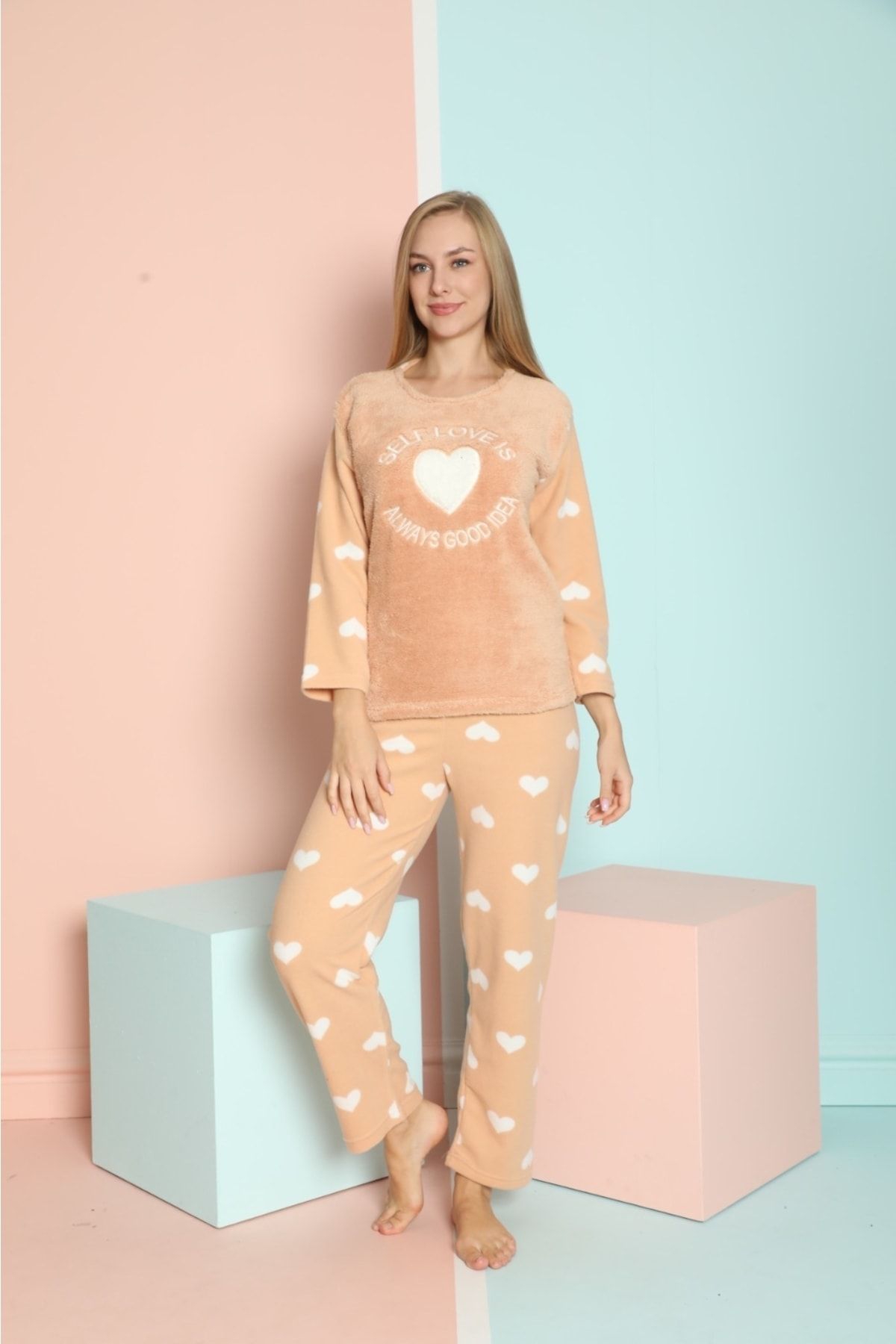 Sude HOMEWEAR Powder Women's Fleece Pajama Set - Trendyol