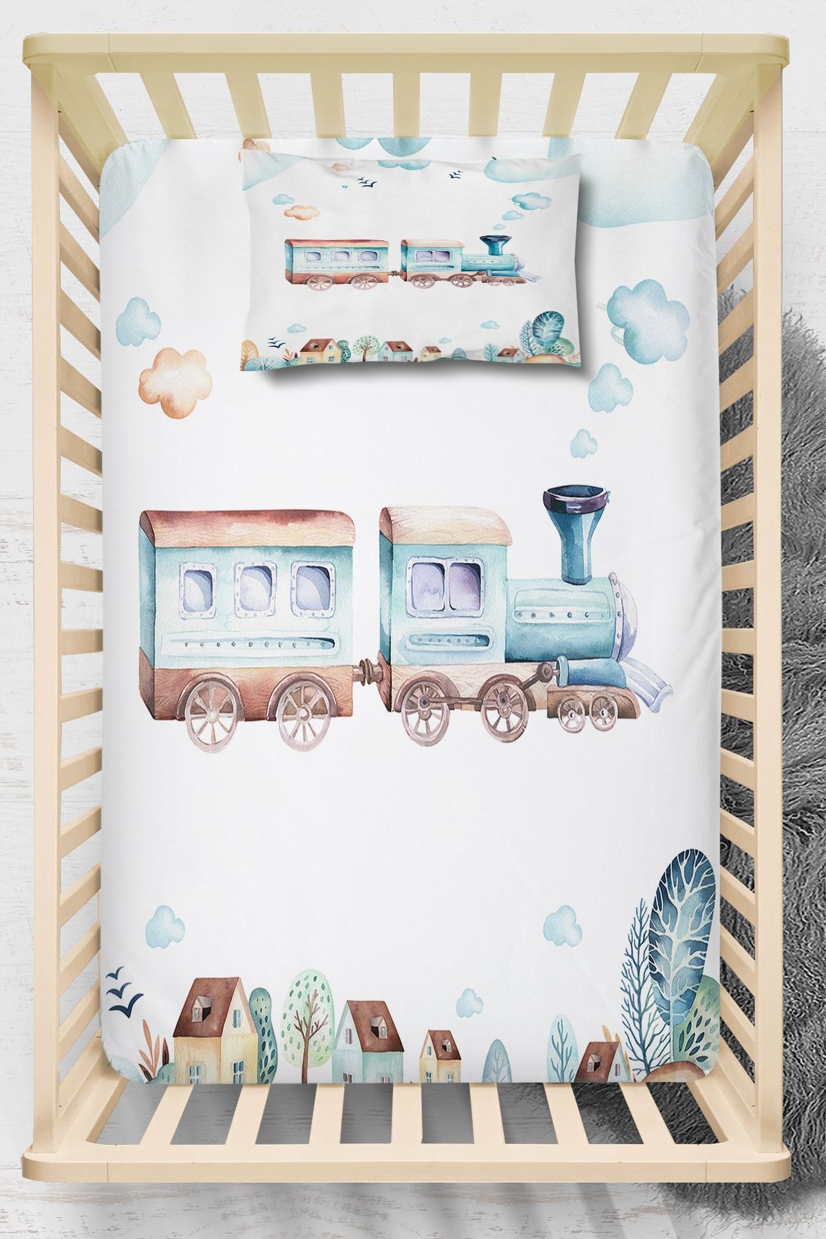 Train crib hot sale sheet