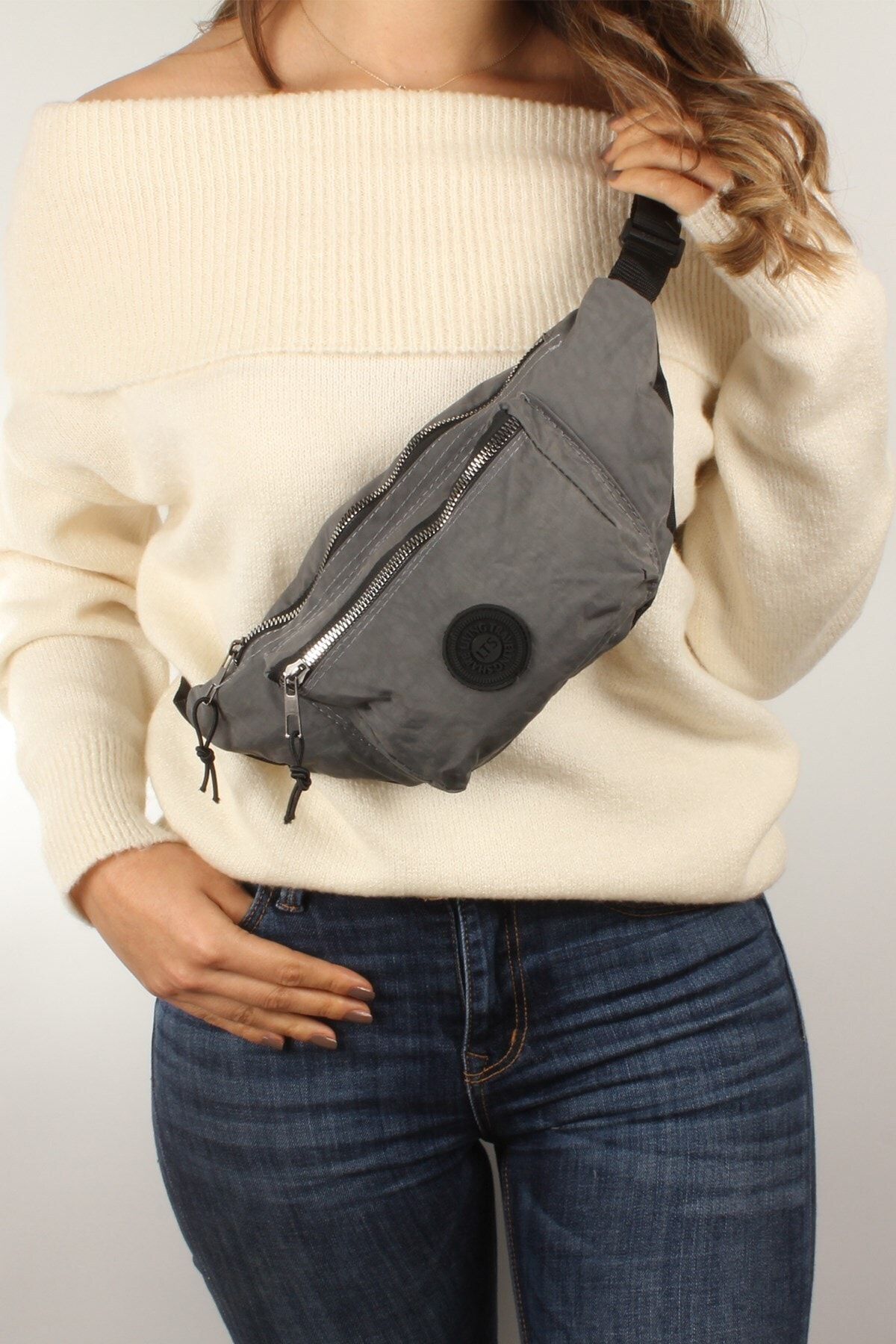Luwwe Bag's Unisex Gri Paraşüt Kumaş Armalı Bel Çantası (20439)