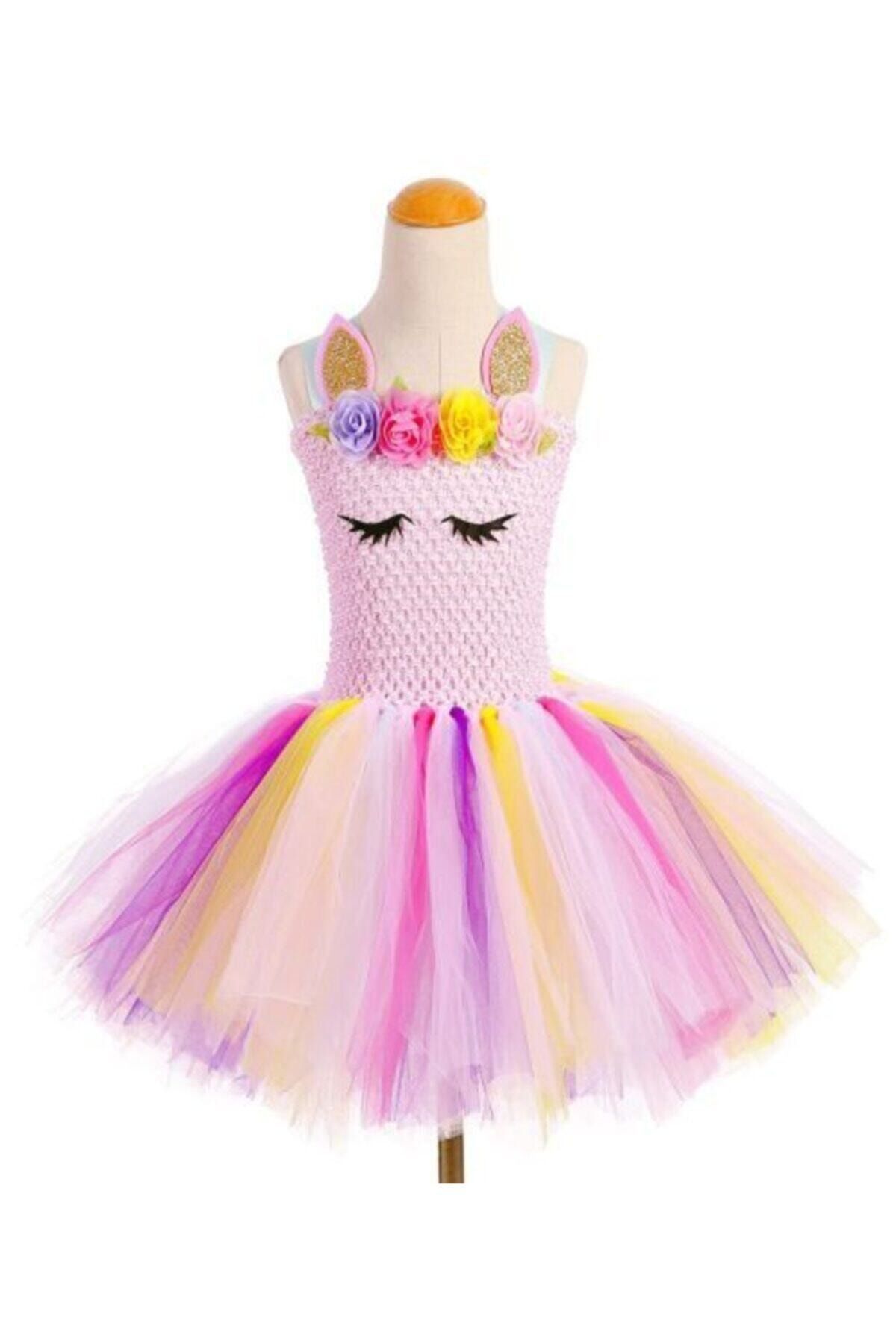 Kokoş Kız Çocuk Pembe Unicorn Tütü Elbise