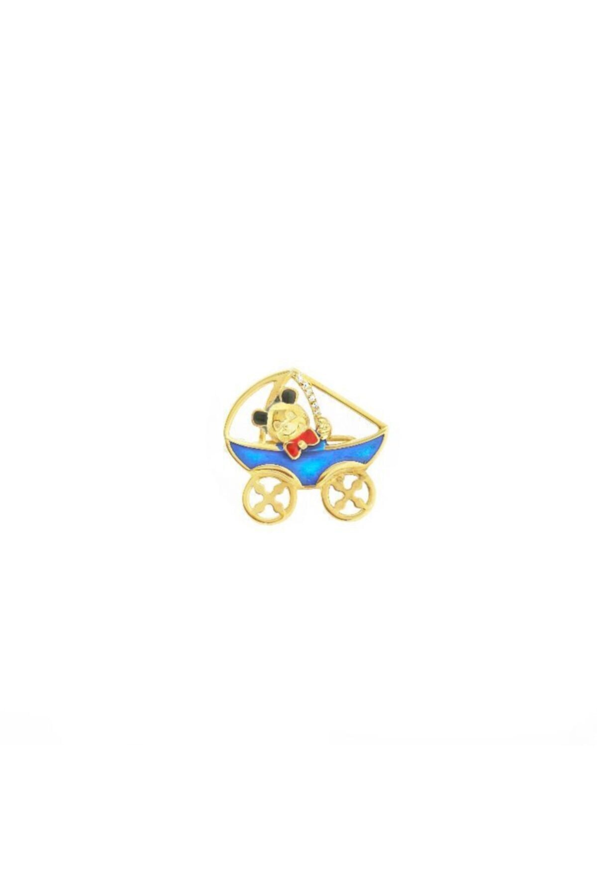 Valentine Diamond Yeni Doğan Bebek Iğnesi Bebek Arabalı Ayıcık - Lacivert